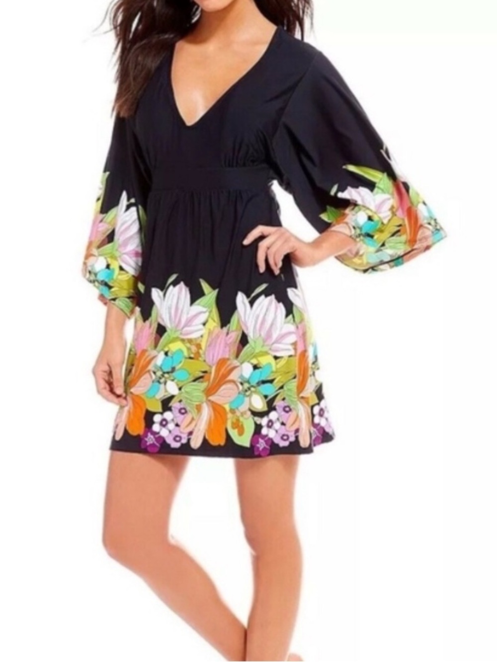 Trina Turk Bouquet Floral Tunic Cover-up Dress